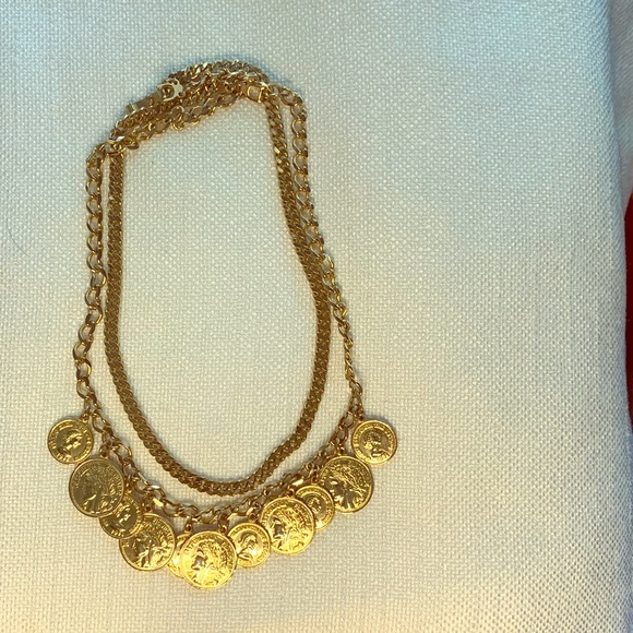 Double Layer, French Coin Pendant Necklace - Picture 1 of 2